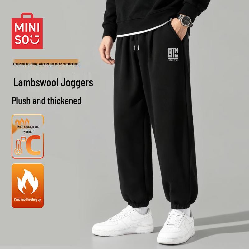 MINISO Men s Winter Fleece-Lined Jogger Pants M