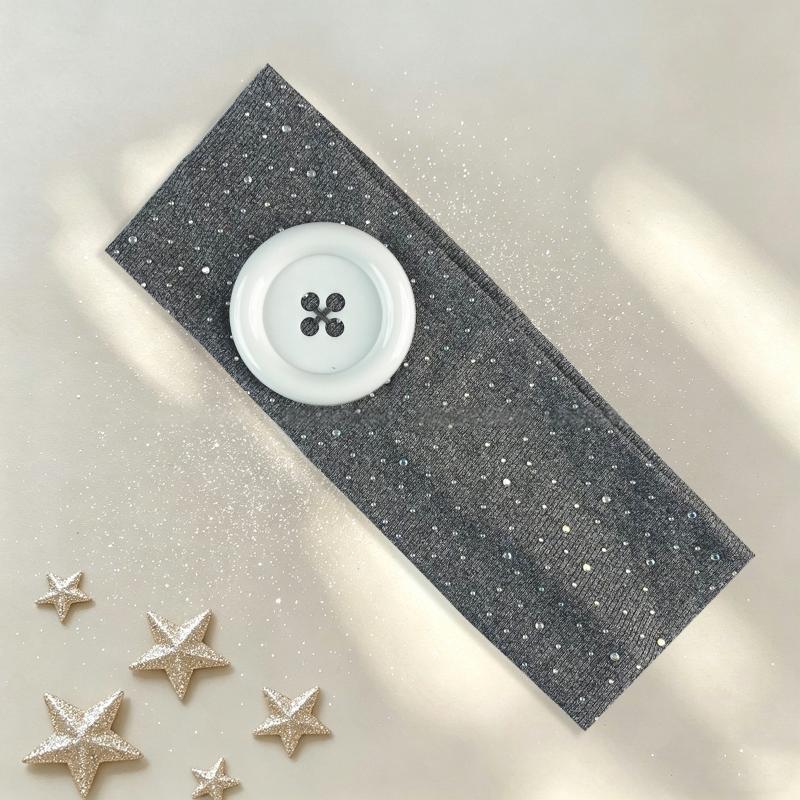 Ins Style Rhinestone Hairband with Star and Large Button Retro Fashion Sparkling Headband