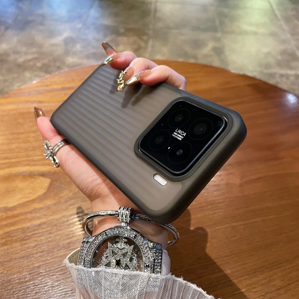 Rugged Armor Matte PC Corrugated Phone Case For Xiaomi 15 14 13 Pro 15Pro 14Pro Shockproof PC Stripes Business Translucent Cover