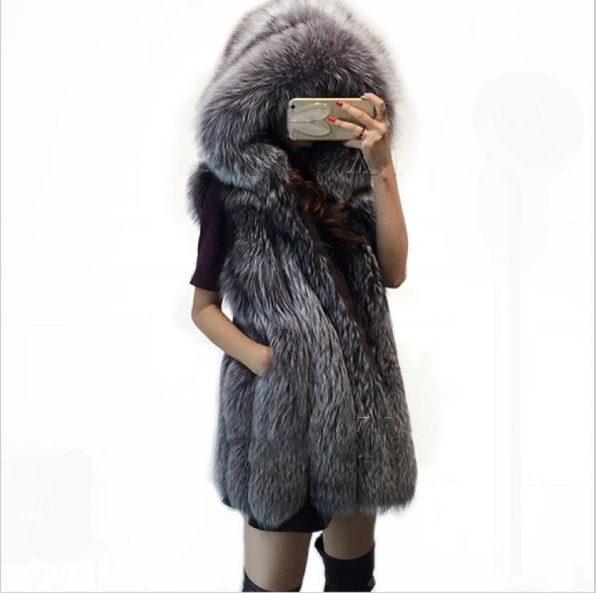 faux silver fox coat