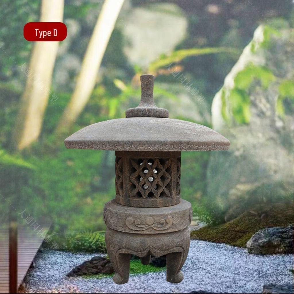 Antique Bluestone Courtyard Lantern: Outdoor Landscape Stone Lamp in New Chinese Style
