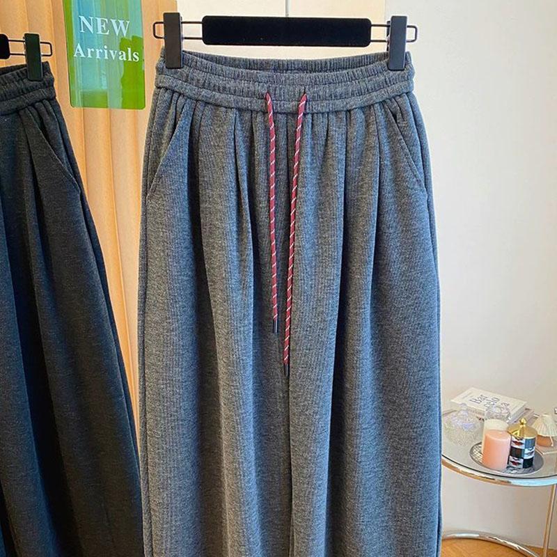 Pants for Women Elastic High Waist Long Trousers Plus Size Stretchy Solid Colour Versatile Casual Wide Leg Pants