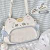 Kawaii Cat Itabag With Transparent PU Badge Display Cotton Plush Toy Storage Fashion Backpack For Outdoor Small Items