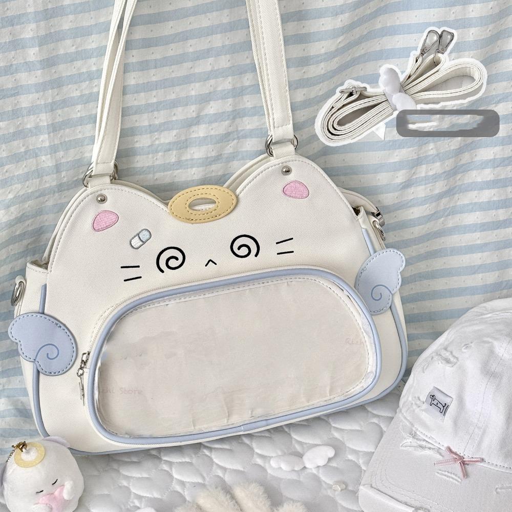 

Cotton Doll Bag Transparent Pocket Zipper Bag Fashion Backpacks Pouch Bag Kawaii Cat Itabag Women белый