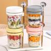 Portable Glass 2pcs 350ml Overnight Oats Cup with Spoon - Breakfast Cup - Salad Jar Yogurt Cup 12.32oz