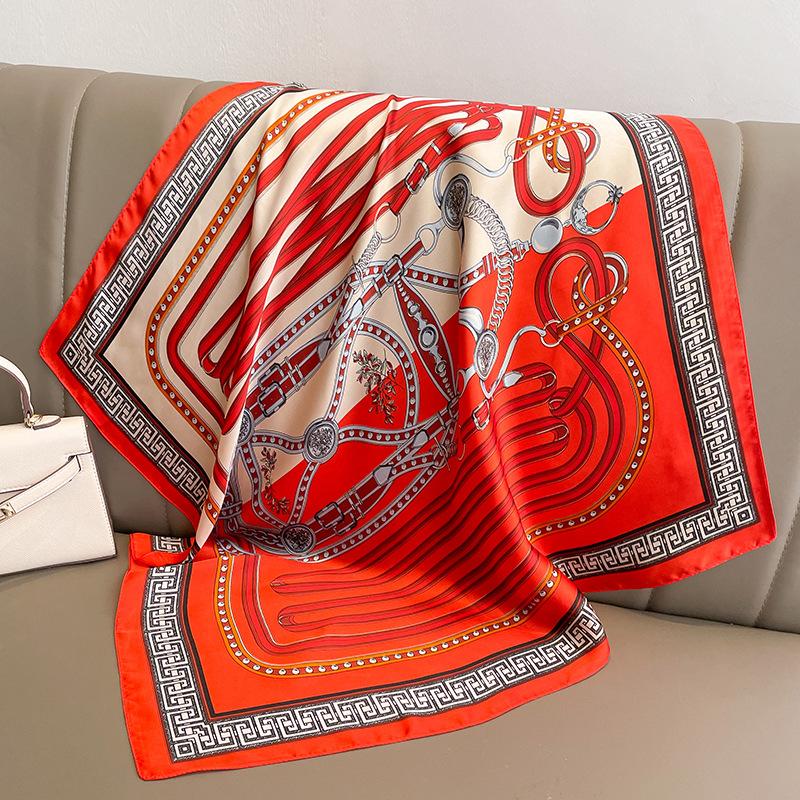 Luxury  Square Silk Scarf for Women Hijab Hair Bands Neckerchief Female Satin Shawl Ribbon Headband Fashion Wraps Bandana
