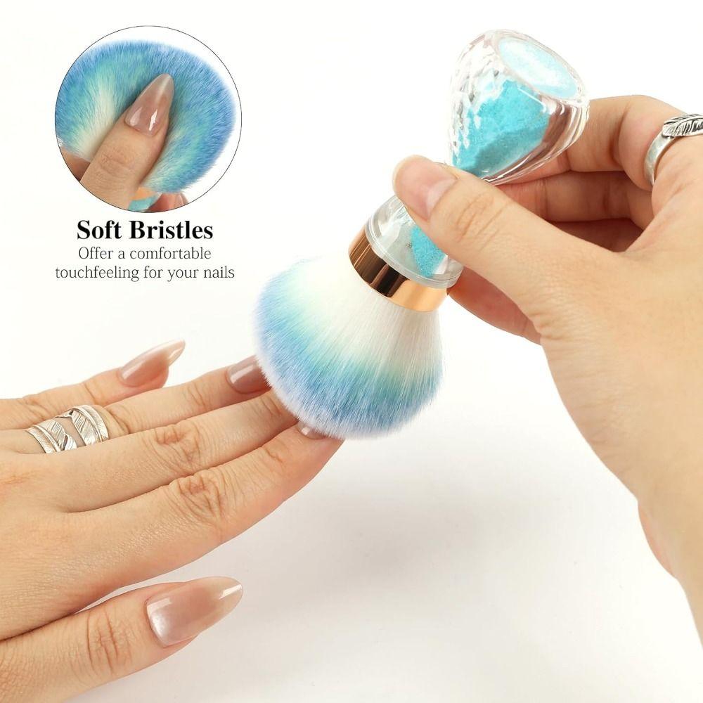 

Мягкая кисть для удаления пыли с ногтей в форме песочных часов, кисть для нейл-арта для акриловых ногтей синий
