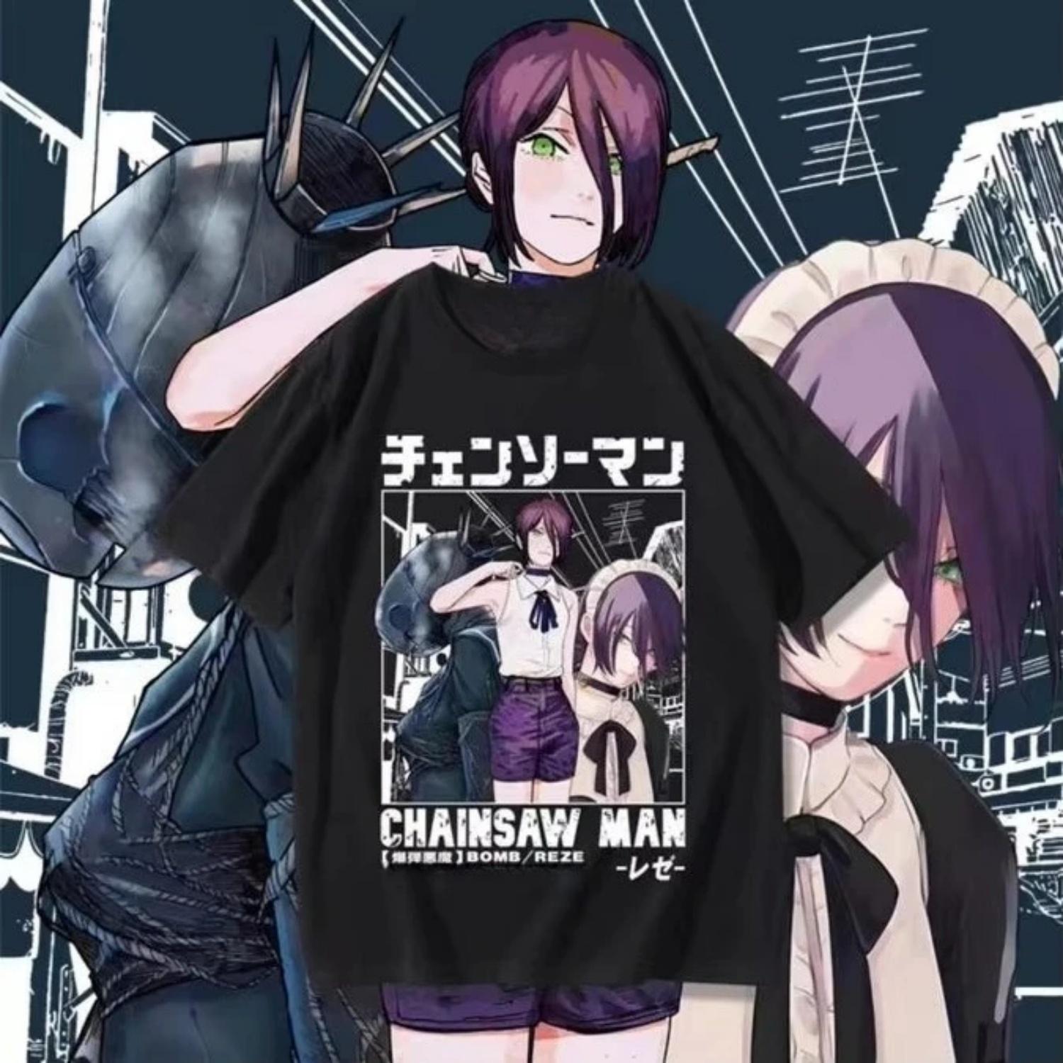 

Chainsaw Reze Japanese Anime Cotton Pattern Printed Short Sleeve T-shirt Retro Kids Casual Loose Streetwear Tops XXXXXL чорний