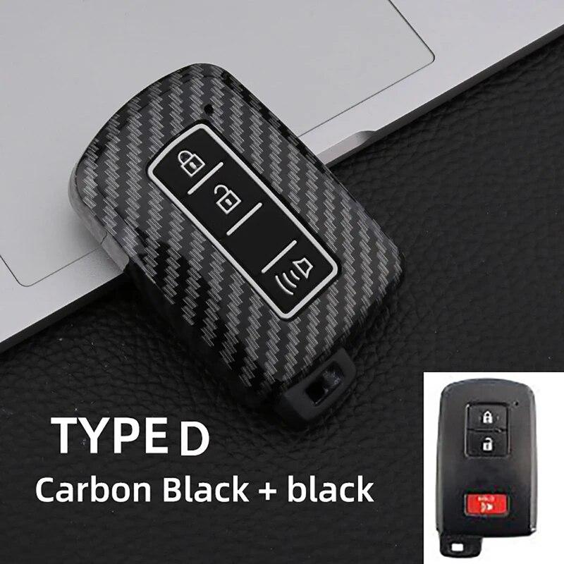 ABS Carbon Car Key Case For Toyota Prius CHR Aygo Corolla Yaris RAV4 Camry Land Cruiser Highlander Prado Auris Avalon Accessorie