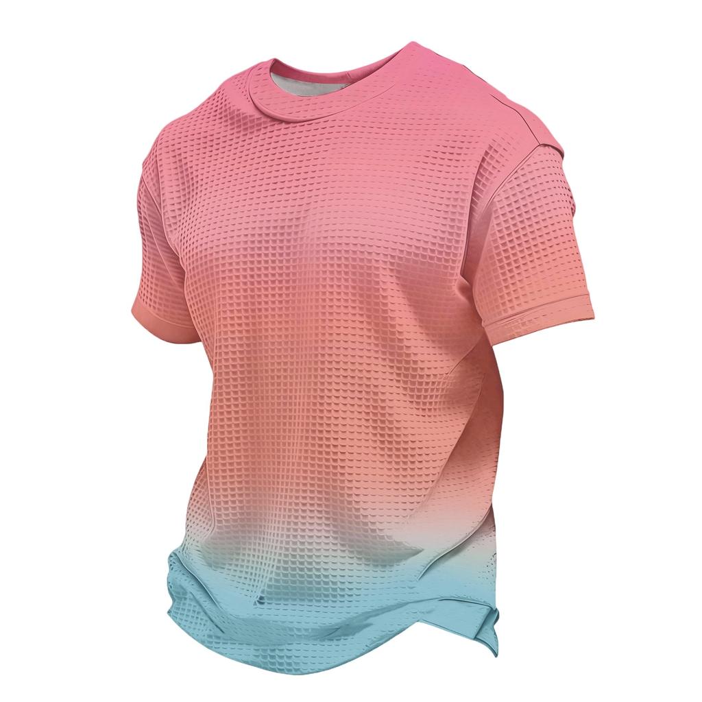 Men's Knit Short Sleeve Shirt, Summer Color Casual Tee, Comfortable Fashion Top