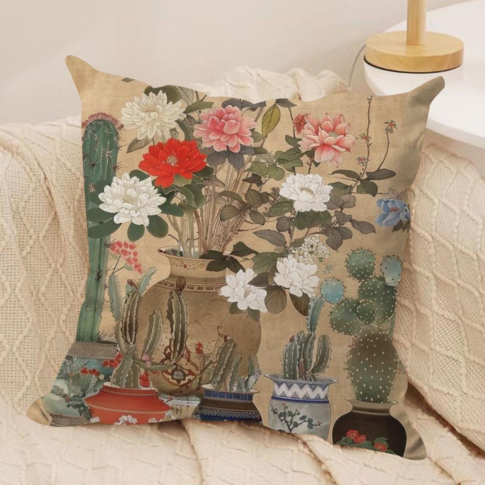 

Vintage Floral Cushion Cover Silky Short Plush DoubleSided Printed Pillow Case for Sofa All Seasons Home Decor Gift 40x40cm