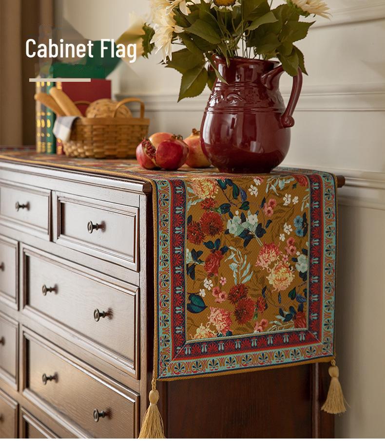 Retro American Luxury Table & Cabinet Runner - High-Grade Cloth Cover