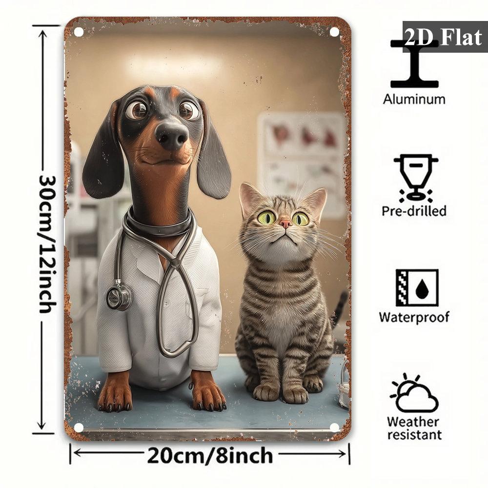 

Vintage Vet Theme Wall Decor Fun Dachshund with Stethoscope Design D Veterinary Sign for Home Clinic or Cafe Decoration 20x30cm（7.8x11.8inch）