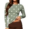 Women's Casual Long Sleeve Polka Dot Print Round Neck Slim Fit Top