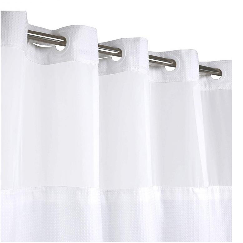 No Hook Shower Curtain with Snap In Liner, 230GSM Waffle Weave Shower Curtains for Bathroom, Hotel Grade,Spa Like Bath Curtain