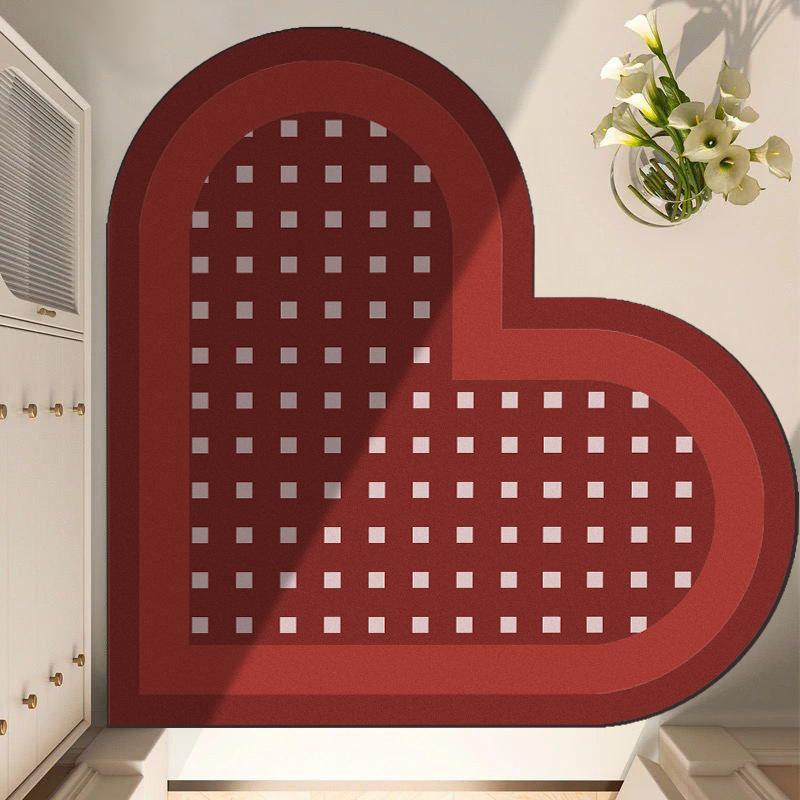 Heart-shaped Kitchen Bathroom Floor Mat Toilet Strong Absorbent Non-slip Foot Mat Diatom Mud Dirty Can Be Wiped Clean