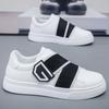 Trainer Men Fashion Stretch Strap Hook & Loop Skate Shoes Men's Sneakers Flats Running Shoes New Breathable Leather Casual Shoes