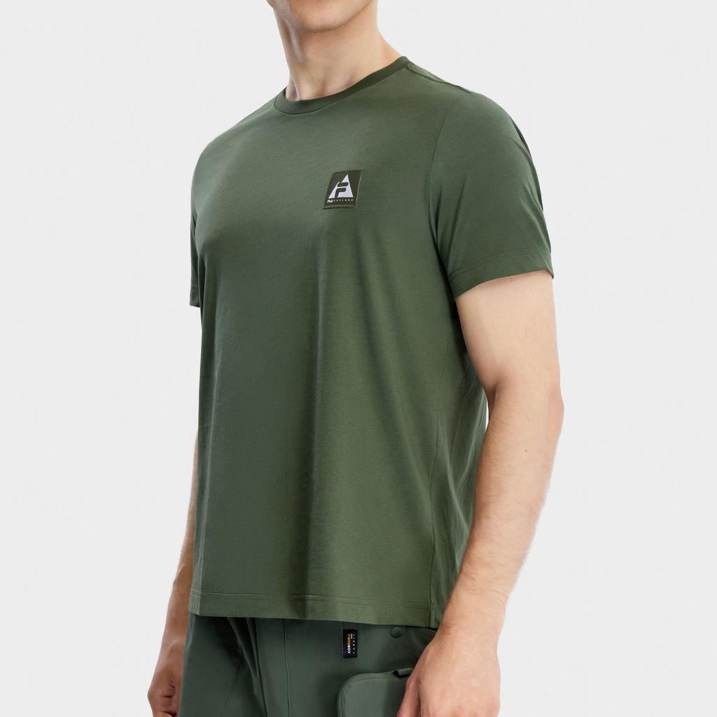 FILA Basic Simple Outdoor Sports Breathable Round Neck Running Basketball Fitness Knitted Short Sleeve T-Shirt Men Tops Dark-Gray-Green A11M327111FDG