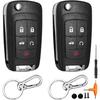 2 Pack 5 Button Key Fob Case For Chevy Cruze Equinox Impala Camaro Malibu Sonic GMC Terrain Buick Lacrosse Regal Verano Encore 2018 2017 2016 2015