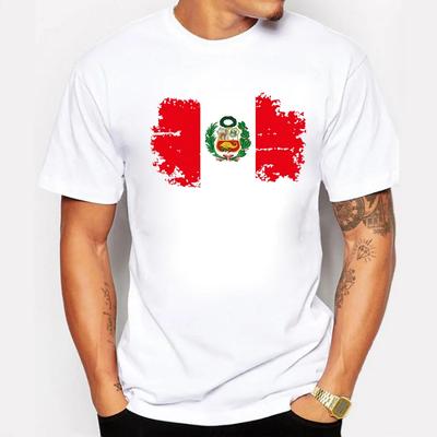 Sapextee Fans Cheer Peru T-Shirts Für Herren Kurzarm Baumwolle Peru Nationalflagge Herren T-Shirt Lässig Rundhals T-Shirts