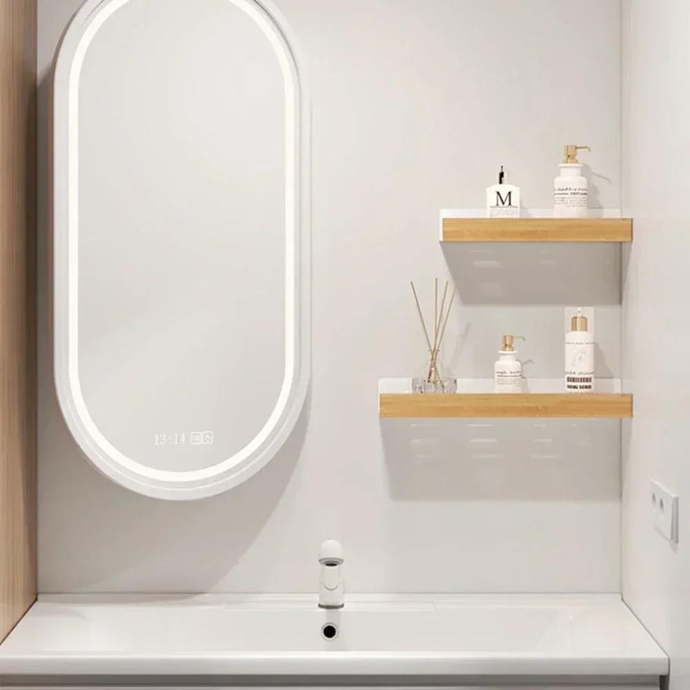 Wall Mounted Wood Shelf Organizer Shower Storage Rack Solid Wood Corner Shelves Wall Mounted Toilet Shampoo Holder Kitchen Shelf