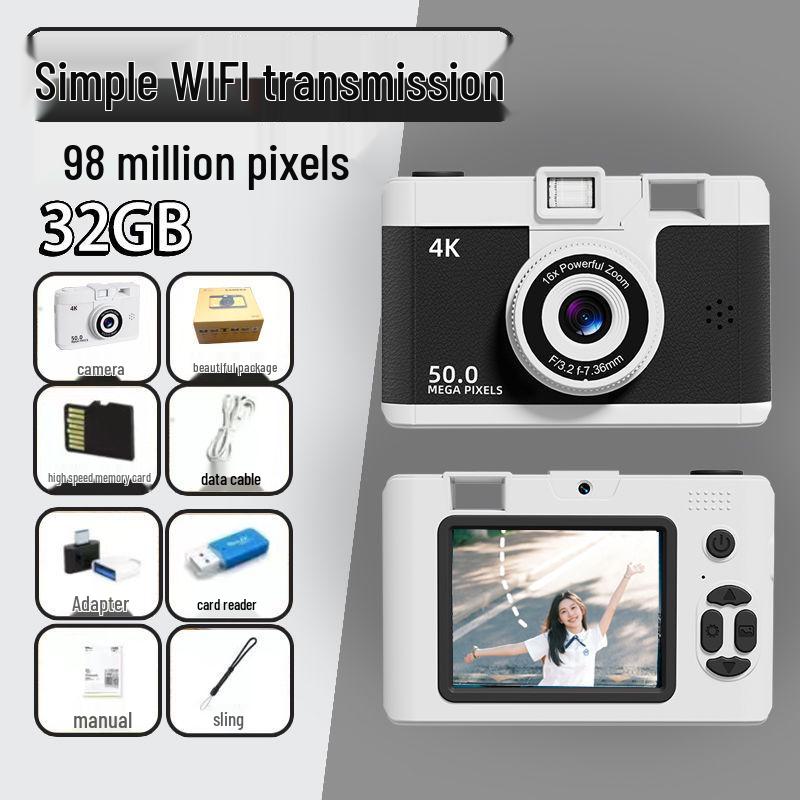 9800W Retro Digitalkamera mit Dual-Objektiv: HD-Foto & Video für Studenten