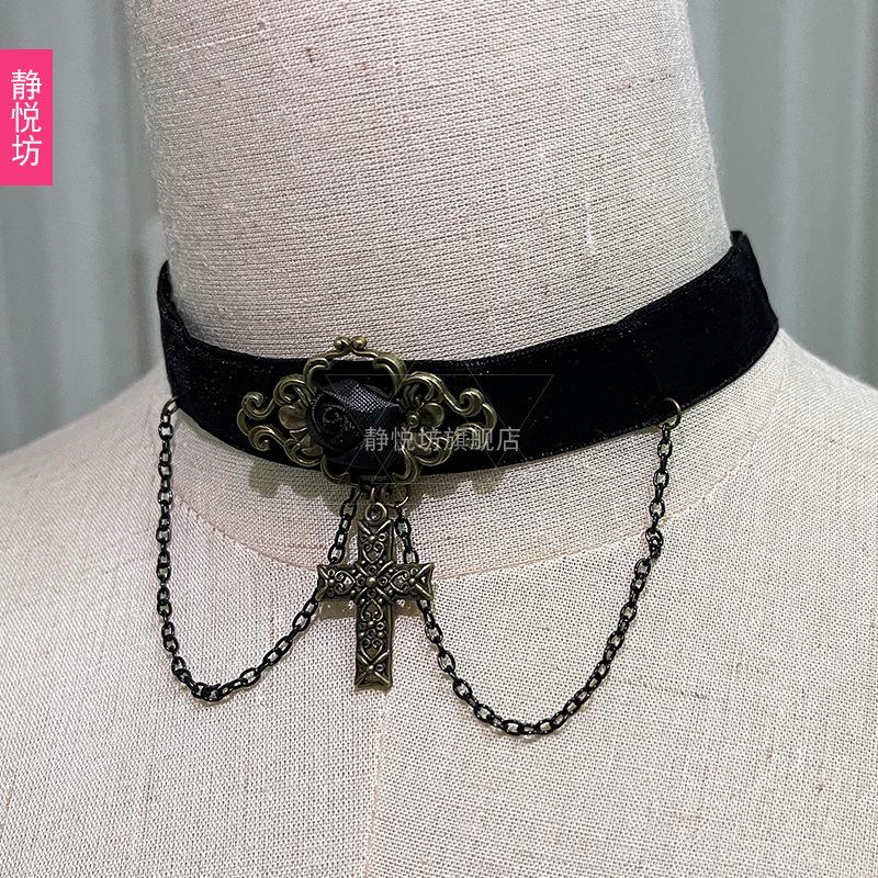 Gotischer Palast Retro Lolita Schlüsselbein-Halskette - Dunkle Stil-Accessoires für Damen