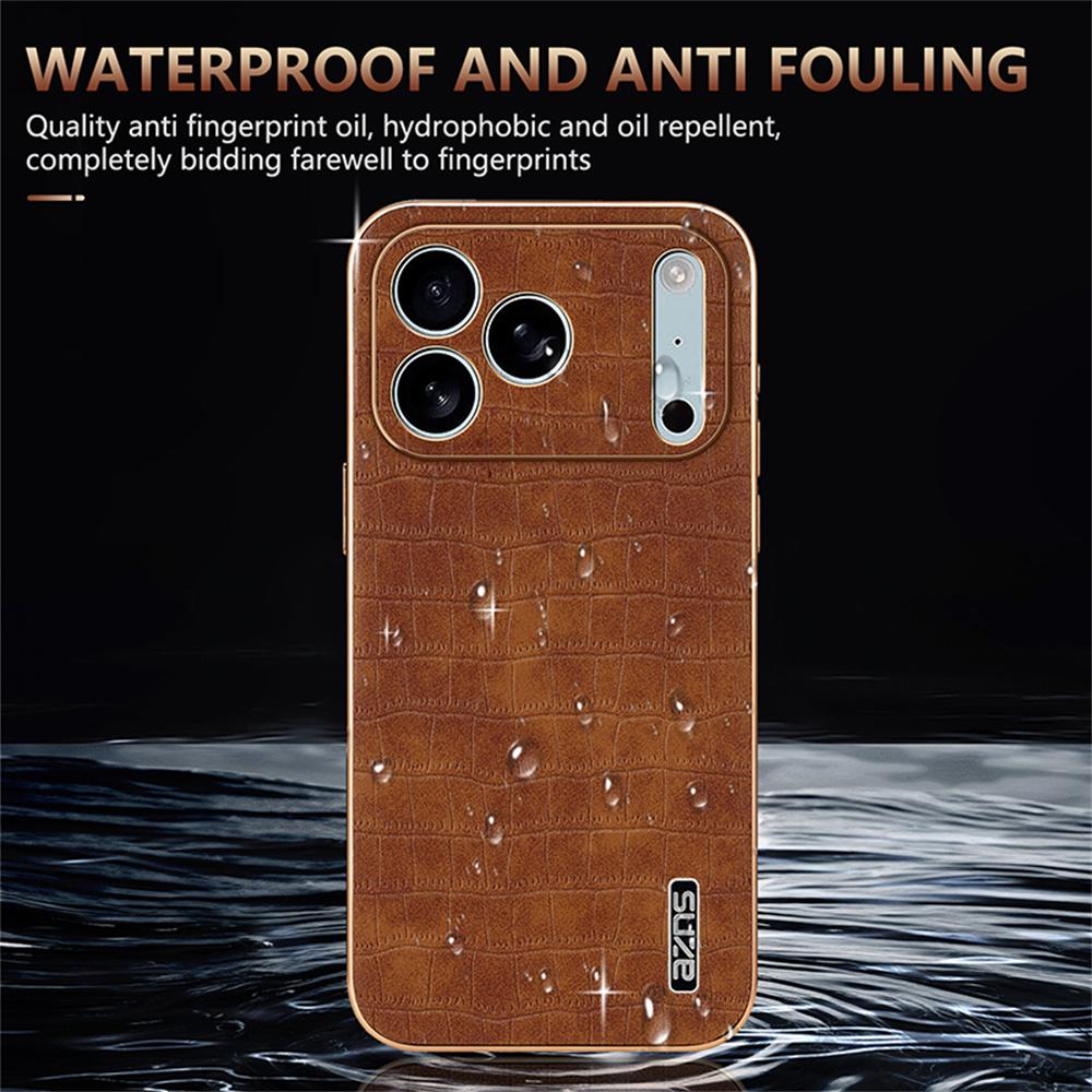 AZNS For iPhone 17 Pro Max Case Electroplating Crocodile Texture PU+TPU Phone Cover