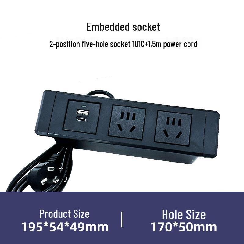 Multifunctional Embedded Desk & Bedside Power Strip with USB