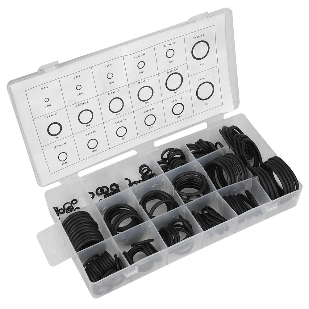 222Pcs Rubber O Ring Sealing Assort Set Kit O Ring Washer Assortment Kit for Automobile Engineering
