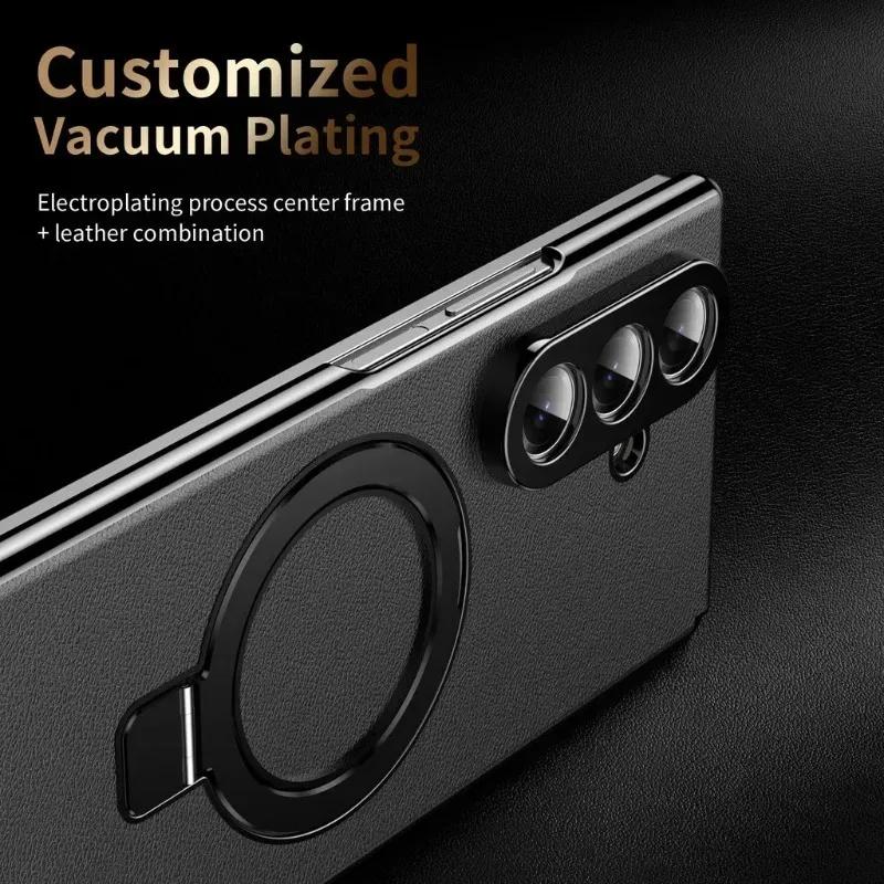 Business Magnetic Hinge Case For Samsung Galaxy Z Fold 7 6 5 4 3 360° Protection Screen Glass Magnetic Holder Cover