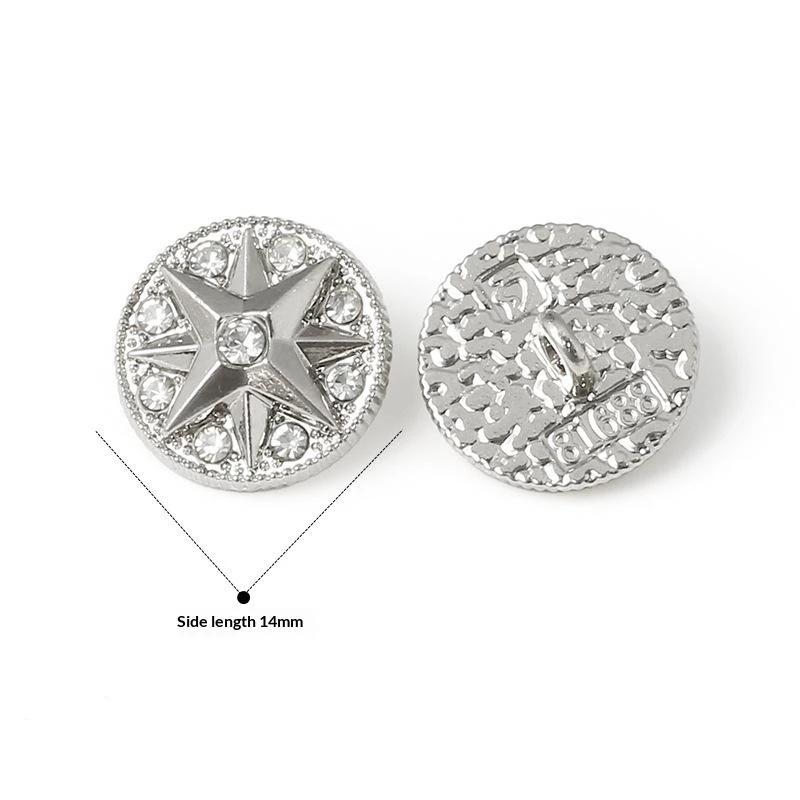 Luxury Hollow Out Pearl Rhinestone Metal Buttons 2Pcs for DIY Sewing Suit Dress Bag Decor Accessory