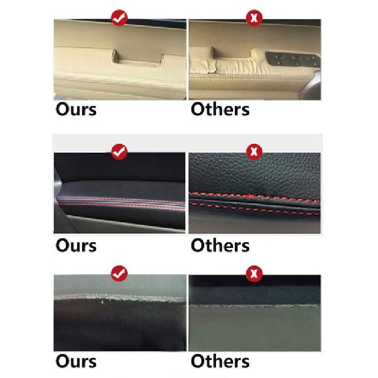 4x Black Red Line Leather Door Armrest Panels Cover For VW Jetta Golf MK5 05-10