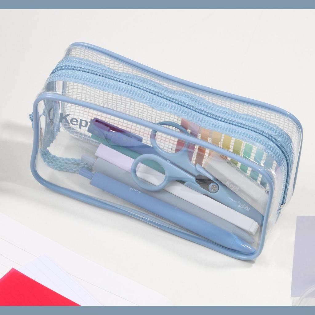 Raymay Fujii Kept Clear Pen Large Clear KPF9026A Pouch, Capacity, Blue-Gray,
