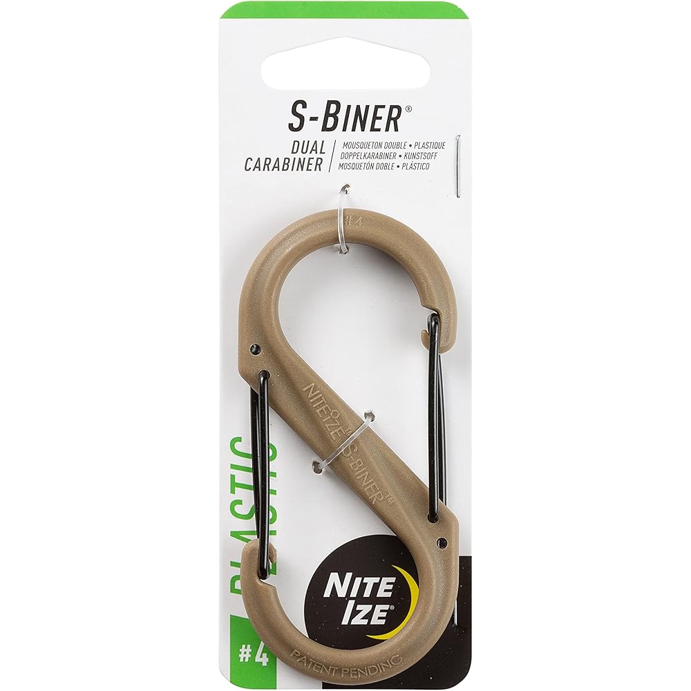Nite Ize S-Biner Plastic Carabiner #4 Black/Coyote 4-inch Multi-Use Clip