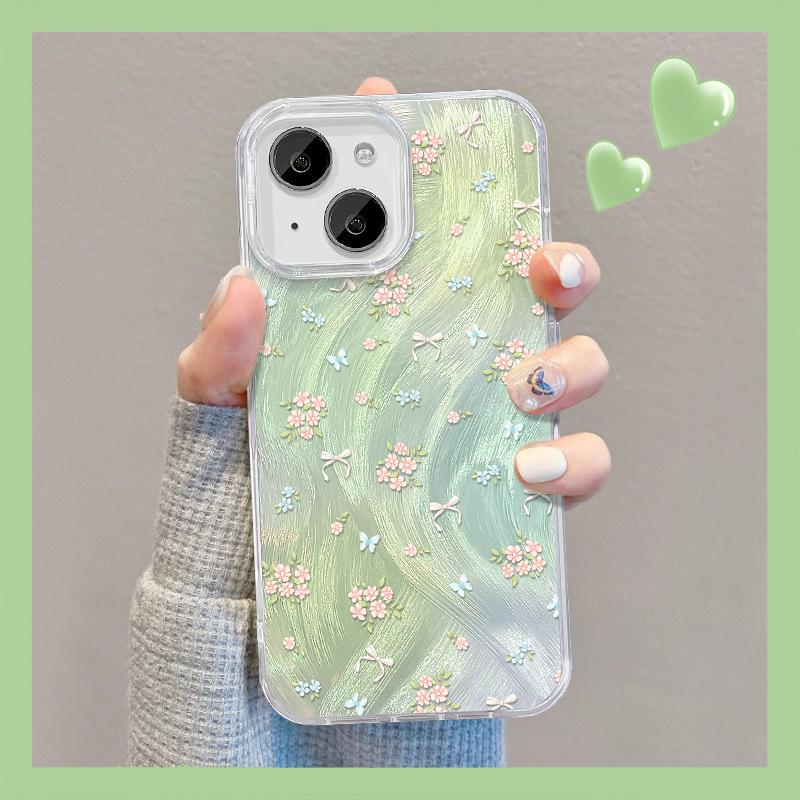 Suitable for Huawei Pura70pro Mobile Phone Case Vivox100 Smudged Floral Stand Oppo Feather Yarn Xiaomi 14/13