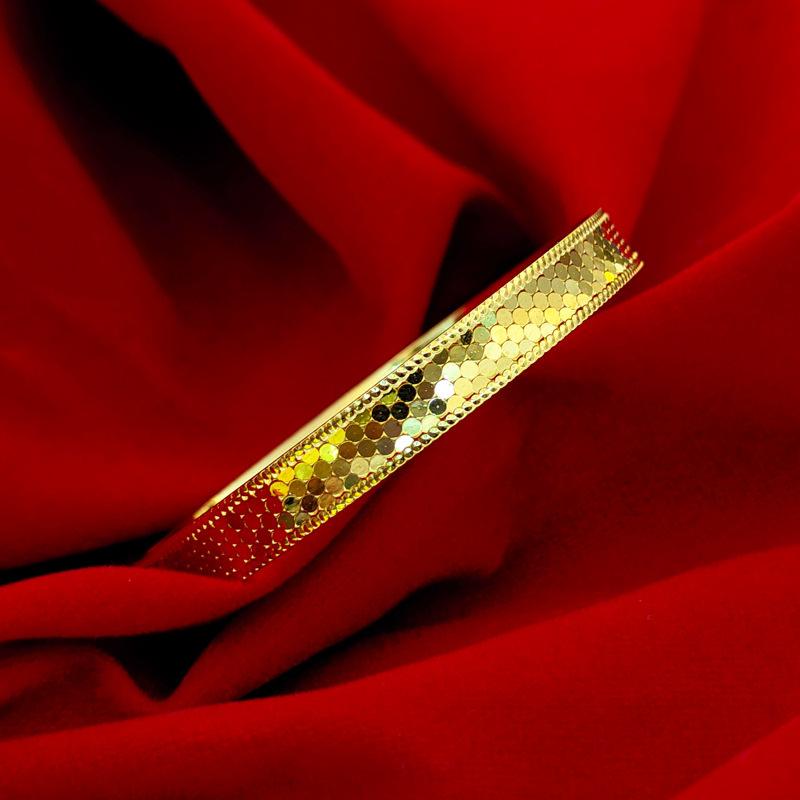 Women's Hand Bracelet Dubai Gold Color 8mm Sparkling Cuff Bangles Wristband Luxury Jewelry Accessories Wholesale