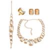 Exaggerated European & American Jewelry Set: Rhinestone Square Necklaces, Earrings, Bracelets - Fashionable, Versatile Accessories