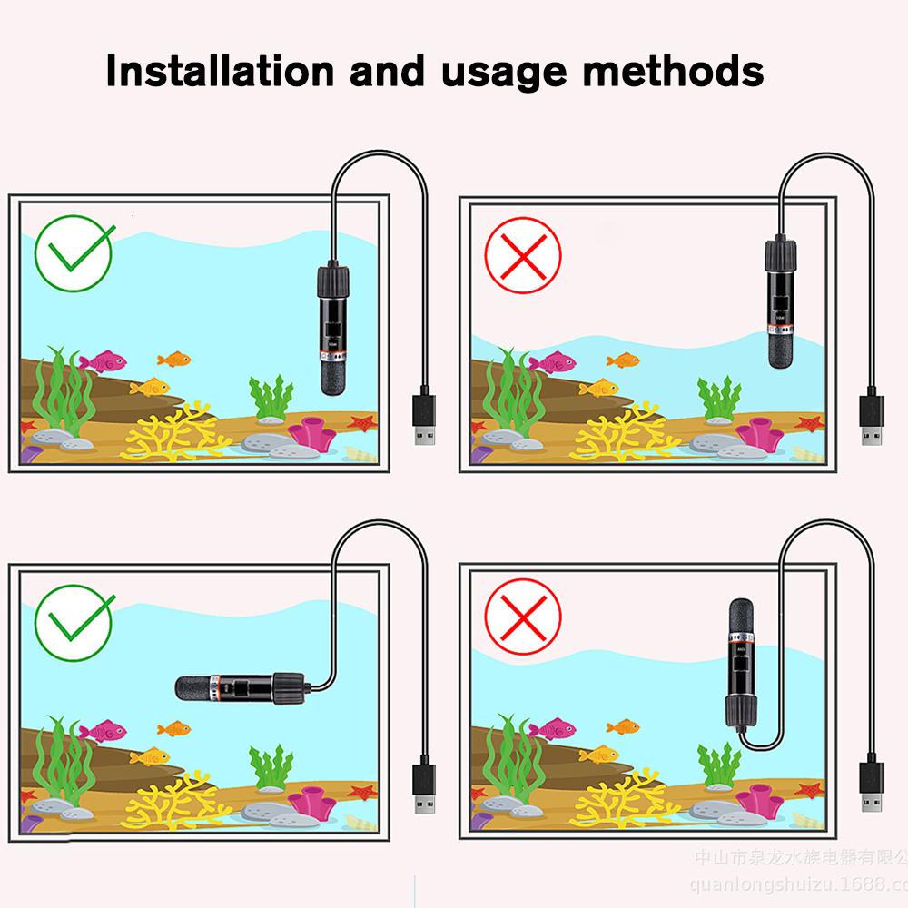 Ohřívač akvária 10W Ohřívač akvária Mini USB Ponorná tyč Termostat Konstantní ohřev 48°F(26 °C) Teplotní ohřívač A9N9