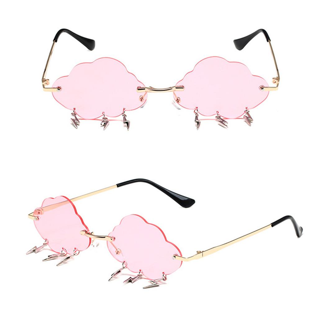 Stylish Cloud Lightning Sunglasses for Girls Boys Photo Props Travel Hip Hop Sunglasses Frameless Hip Hop Glasses