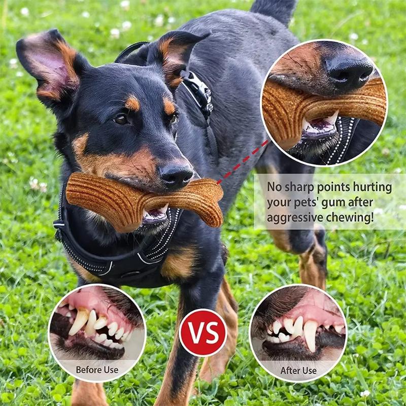 Echte Holztiergeweihe Hundekauspielzeug für aggressive Kauer Großer Hundekauknochen Unzerstörbar Robust Langlebig Haustierspielzeug Geschenk