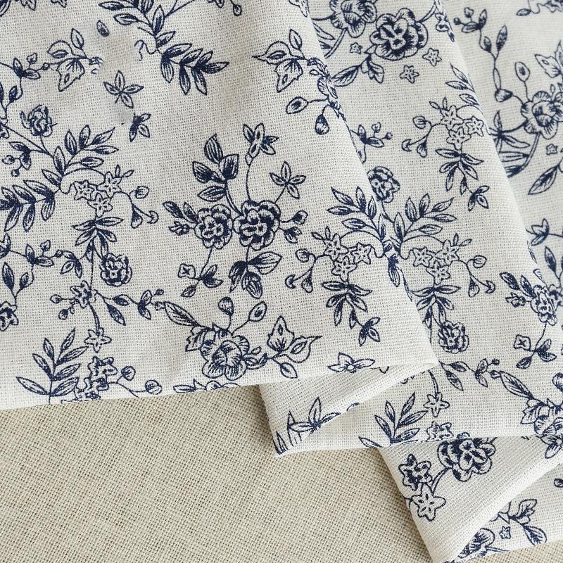 140x50cm/140x200cm Polyester Linen French Blue Printed Fabric For Dresses, Tablecloths, Curtains, Handmade DIY Fabric YHTJ0063