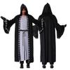 Mens Halloween Costume Grey Robe Cosplay Outfit Wizard Reaper Priest Stage Performance
