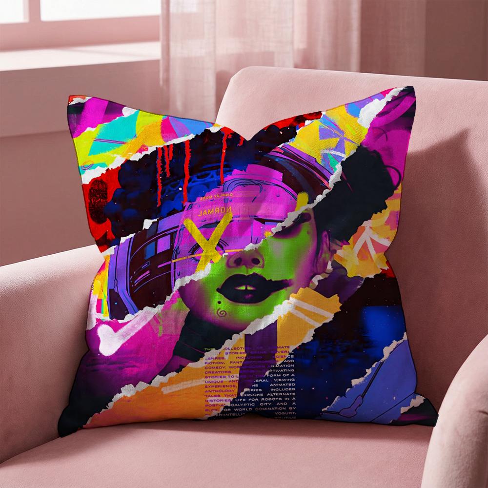 Love D-Death Robots Cushion Cover Multi-Scene Pillow Cover for Home & Car - Reversible, Soft & Durable for Daily Use
