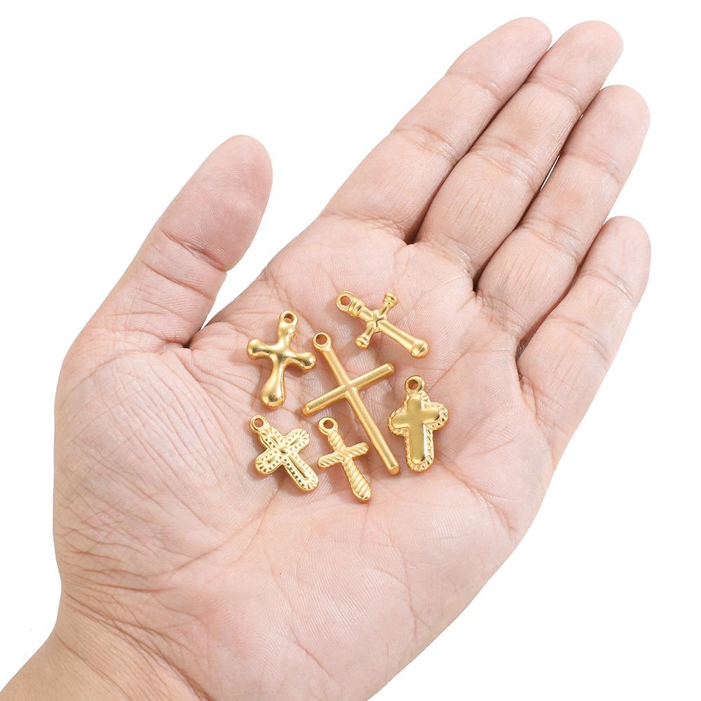 5pcs Stainless Steel 18k Pvd Gold Plated Cross Charms Pendant for DIY Jewelry Boho Necklace Earrings Making Bracelet Supplies