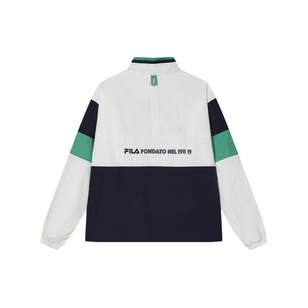 Fila Color Block Logo Retro Sports Print Stand Collar Casual Woven Pullover Jacket Men Jackets Cloud-White F11M419703F-WT