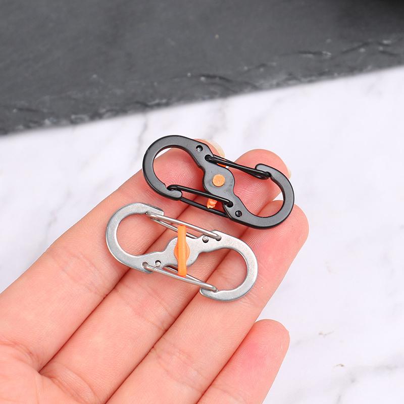 Stainless Steel Carabiner With Lock Keychain Anti-Theft Outdoor Backpack Buckle