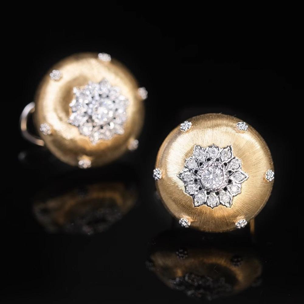 Italian Royal Style Braided Gold Earrings Retro Jewelry Same as Hong Kong Counter Earrings for Women