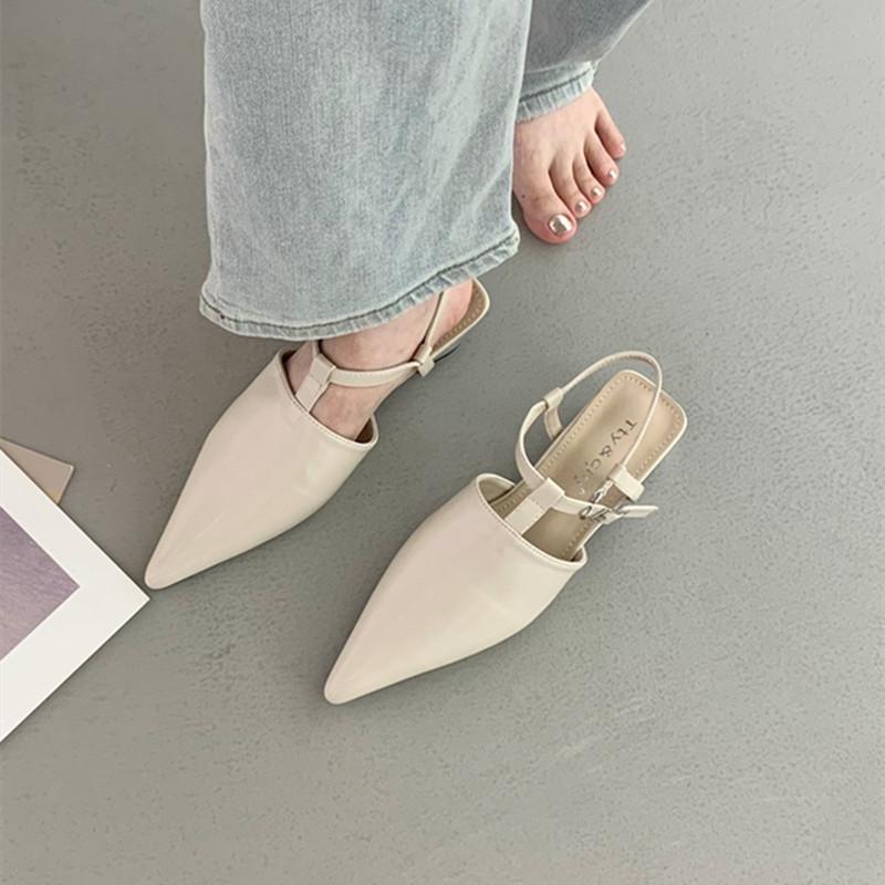 Fashion Bailamos Brand Women Sandals Fashion Ankle Starp Pointed Toe Women Slingback Shoes Thin Low Heel Outdoor Dress Shoes Mujer