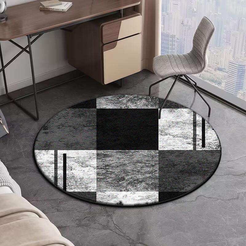European Geometric Round Carpet Living Room Decoration Home Sofa Chair Side Foot Mat Bedroom Bedside Rugs Washroom Floor Mat